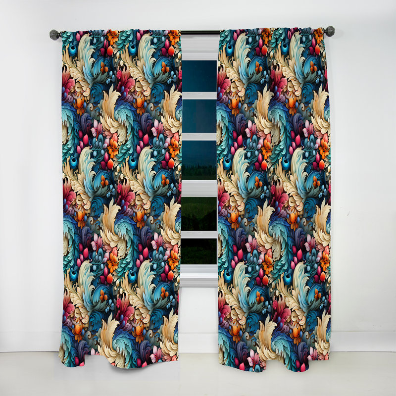 Motif cachemire Zen Tranquility Paisley IV - Rideau floral obscurcissant - 1 panneau, L 52 po x L 95 po