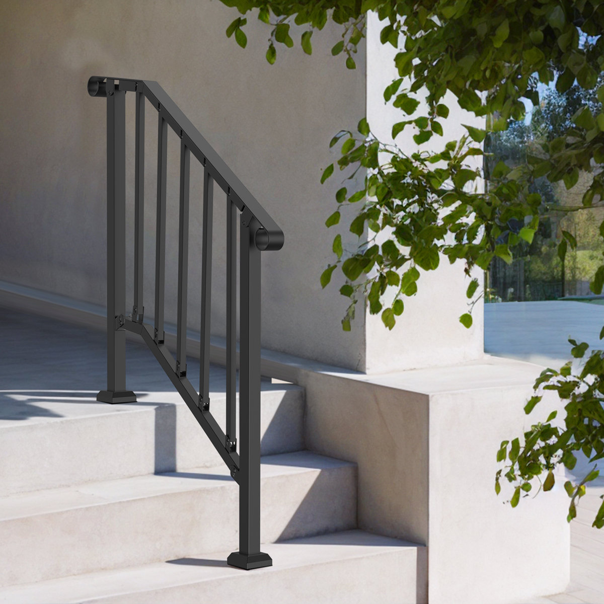 VEVOR 2-3 Step Handrails for Outdoor for Seniors Porch Deck Black Retro ...