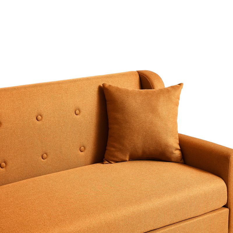 Davey Upholstered Linen Blend Square Arm Loveseat, ORANGE Linen Blend