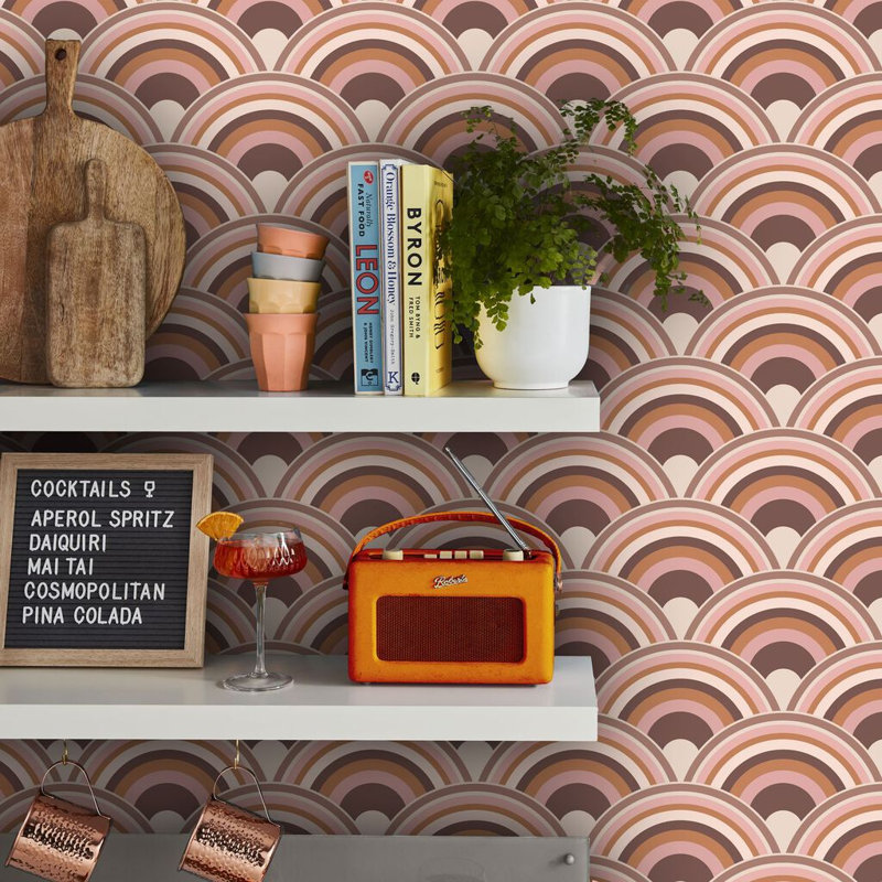 Envy Curve Geometric Wallpaper, Pink