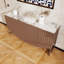 Modern Wooden Wave Texture Sideboard With Adjustabel Shelves，Marble-Like Sticker Counter Top And Metal Cabinet Legs