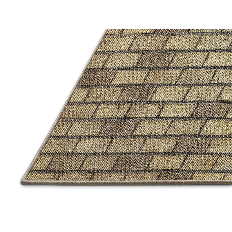 Tapis olive à motif géométrique Schacht, Rectangle 5 pi x 7 pi