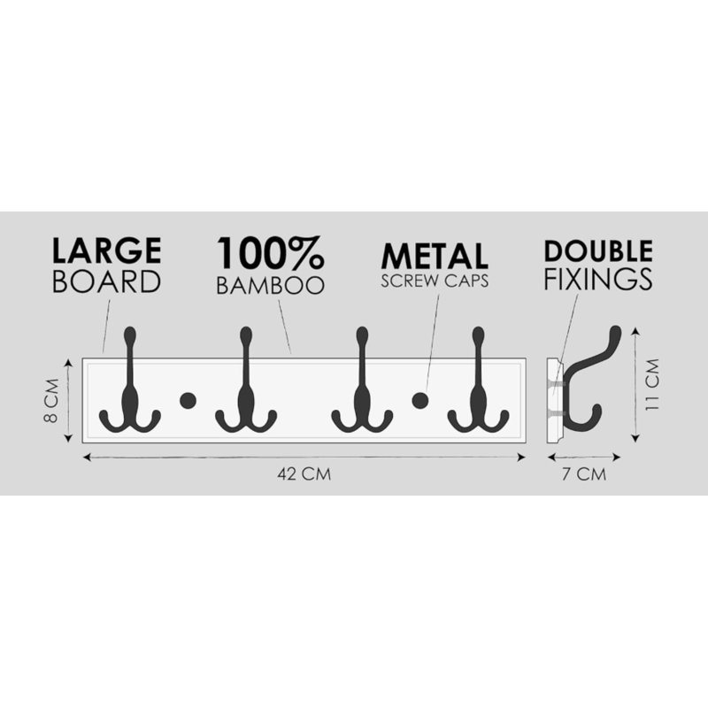 Aralda Metal Wall 4 - Hook Wall Mounted Coat Rack, White/Black
