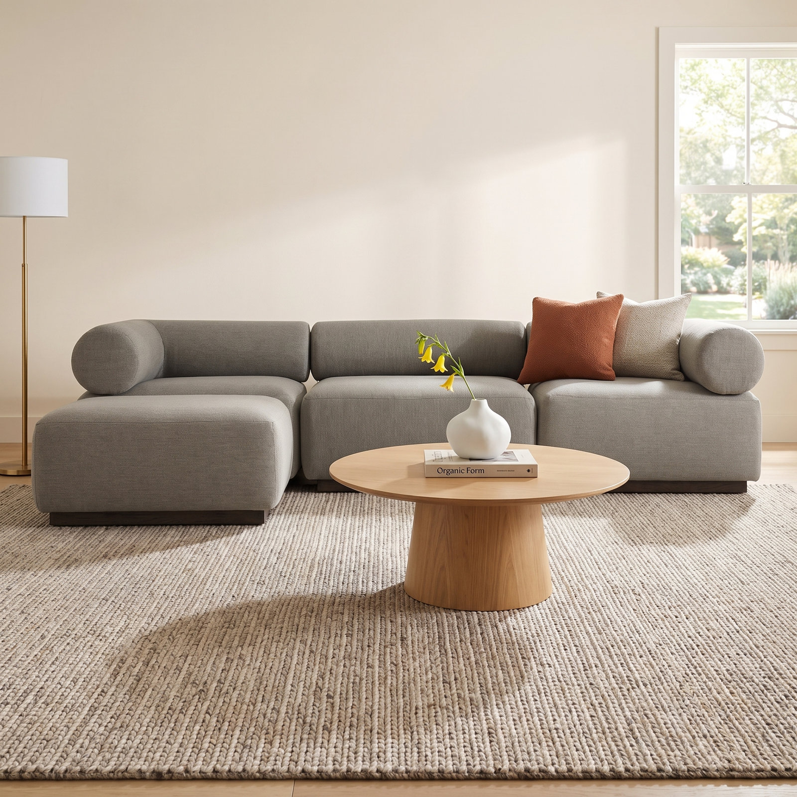 Anat Modular Upholstered Chaise L-Sectional, Brown Polypropylene/Olefin