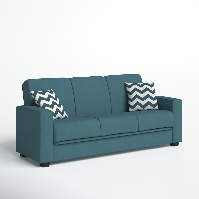 Hunsicker Upholstered Sofa, Caribbean Blue Polyester