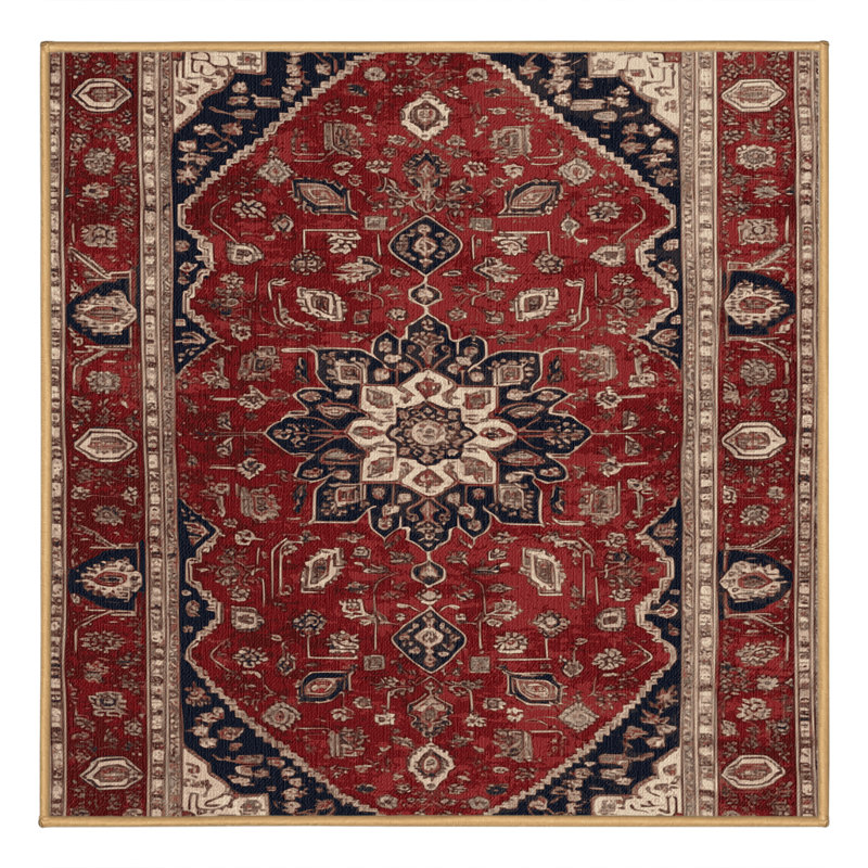 Machine Washable Persian Brown Area Rug, Square 7'