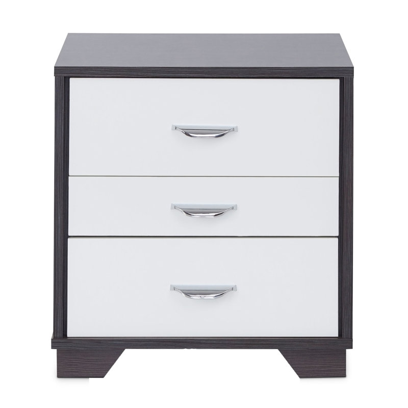 White and Black 3-drawer Rectangular Accent Table