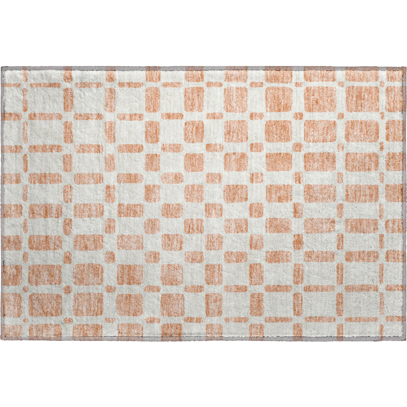 Premium Machine Washable Prisco Peach Rug, Rectangle 1'8" x 2'6"