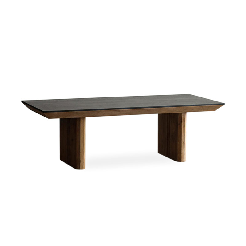 Table de salle à manger rectangulaire noire en bois massif