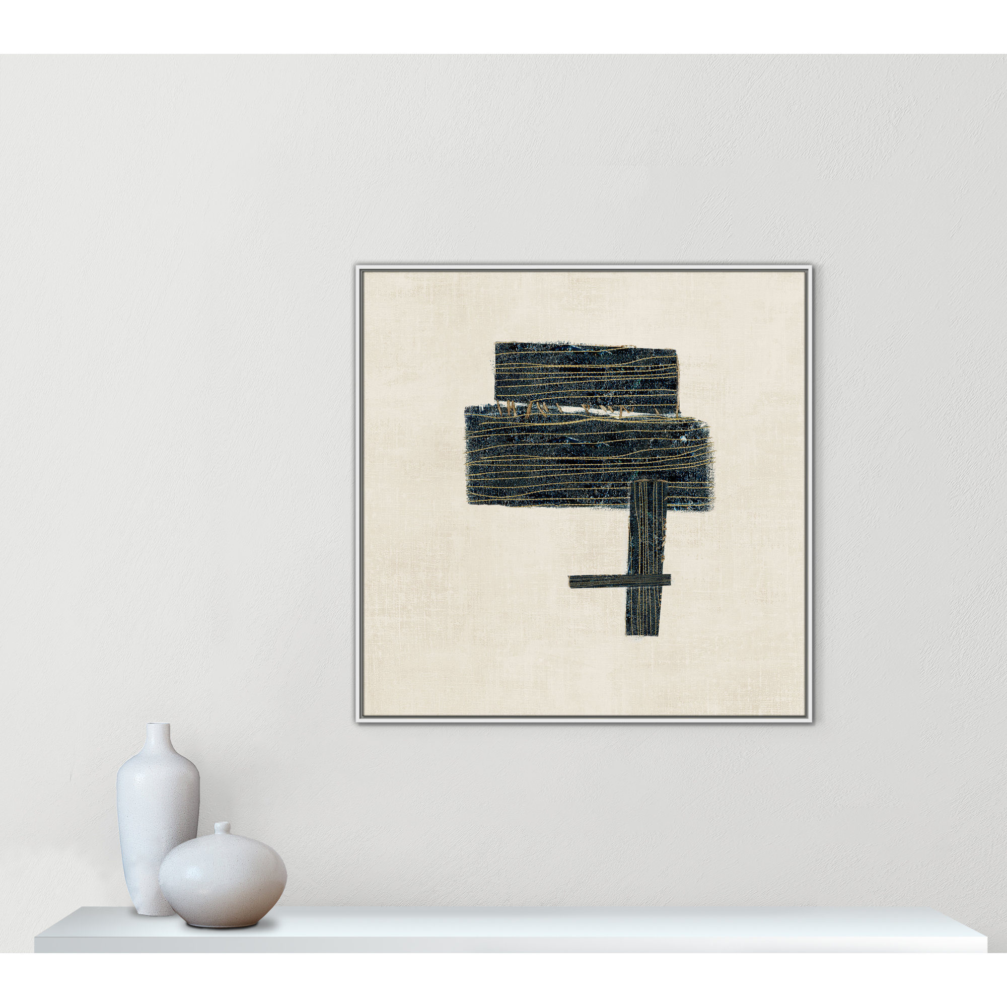 Stiched I Print by , White, 41.5" H x 41.5" W