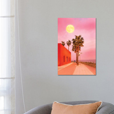 Super Moon at Sunset 1 Piece Wrapped Canvas Wall Art