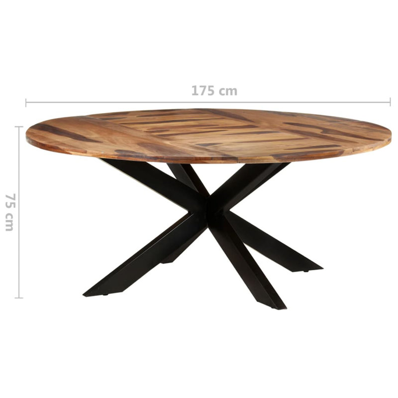 Dining Table Round Rough Mango Wood, Brown, 68.9" x 68.9" x 29.5"