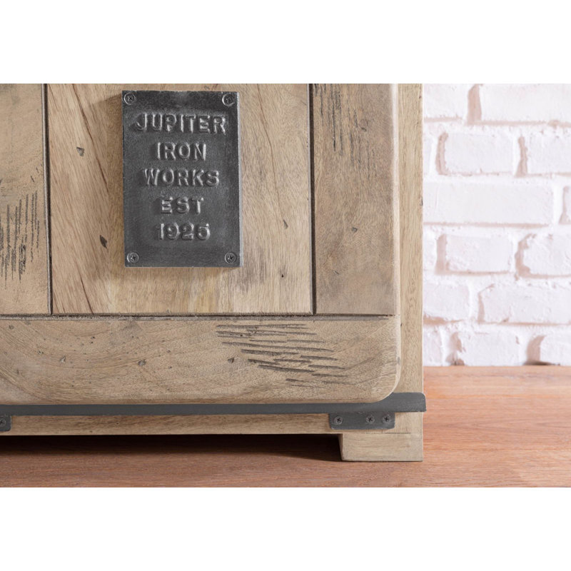 Railway 90cm Solid Wood Sideboard, Whitewash Lacquered