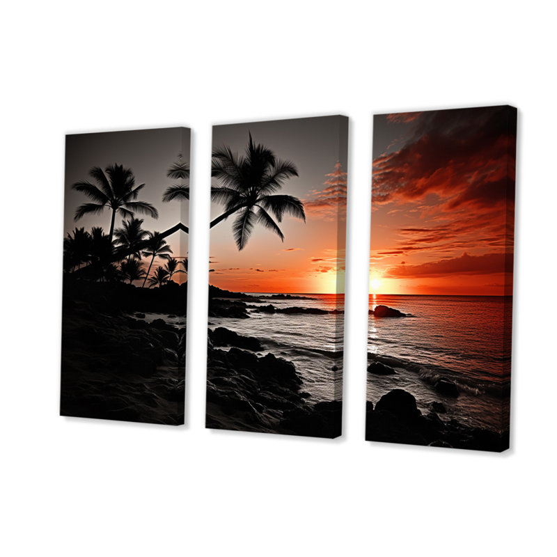 Hawaii Sunset Serenade I, impression sur toile 3 pièces, H 32 po x l 48 po