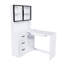 Bureau d'ordinateur avec armoire en verre, lumières DEL intégrées, bureau de coin en L avec ports de chargement USB, plateau à clavier