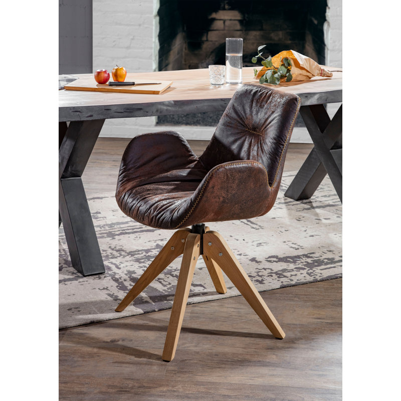 Brada Upholstered Swivel Armchair, Brown