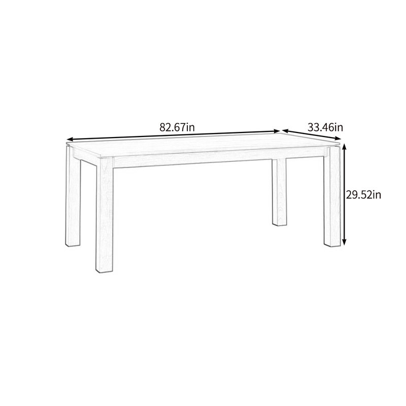 Table de salle à manger stable et élégante en bois massif, H 29,52 po x L 82,67 po x l 33,46 po