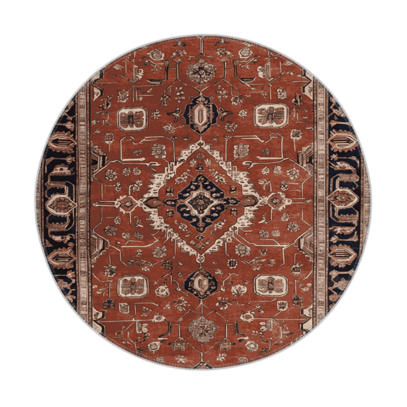 Tapis d'intérieur et d'extérieur brun Persian, Rond 5 pi