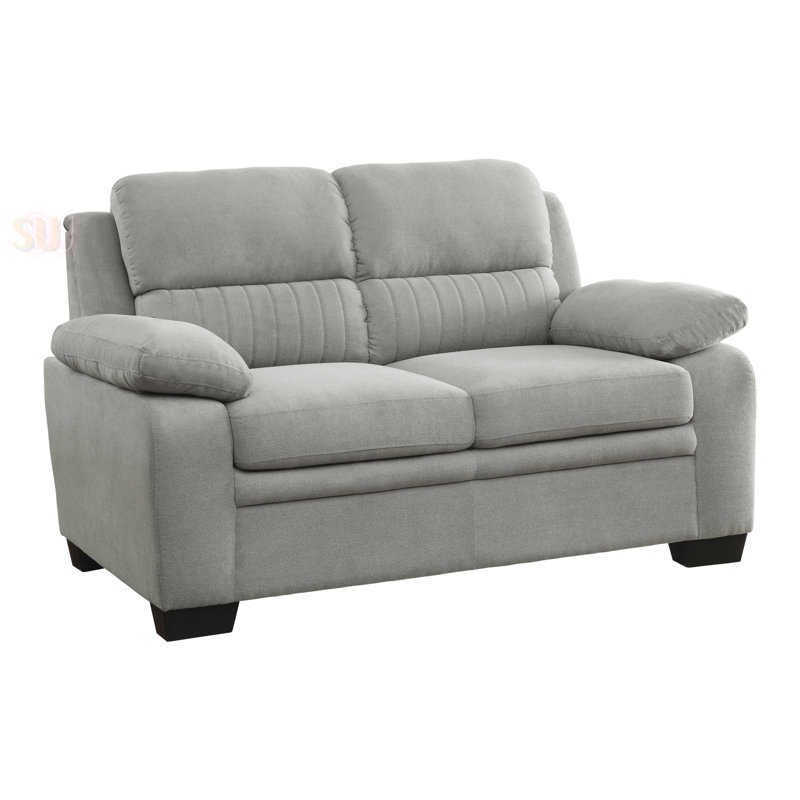 Causeuse confortable en peluche avec tissu texturé, capitonnage et structure en bois massif pour les salons modernes