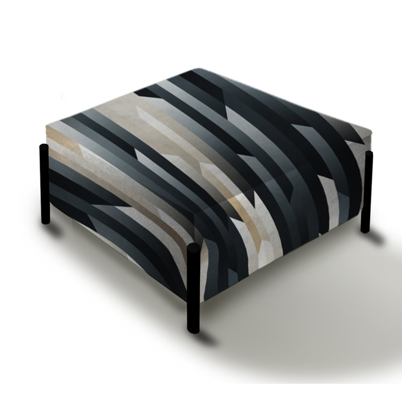 Nordic Contrast Ii - Striped Large Square Ottoman