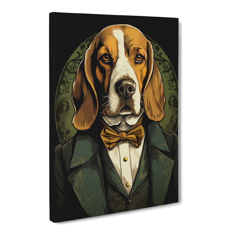 Beagle Art Nouveau Art - Wrapped Canvas, 50cm H x 35cm W x 3cm D