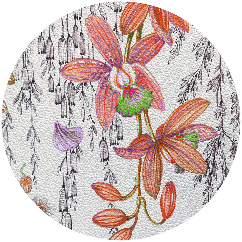 Napperon Orchid Pangea, Orange / vert / rose