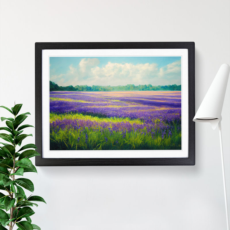 Gentle Bluebell Field 1 Piece Single Picture Frame Wall Art, 46cm H x 64cm W x 2cm D, Black Framed
