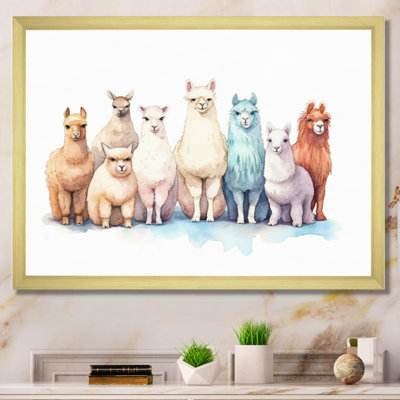 «Herd of Colorful Alpacas I», reproduction sur toile