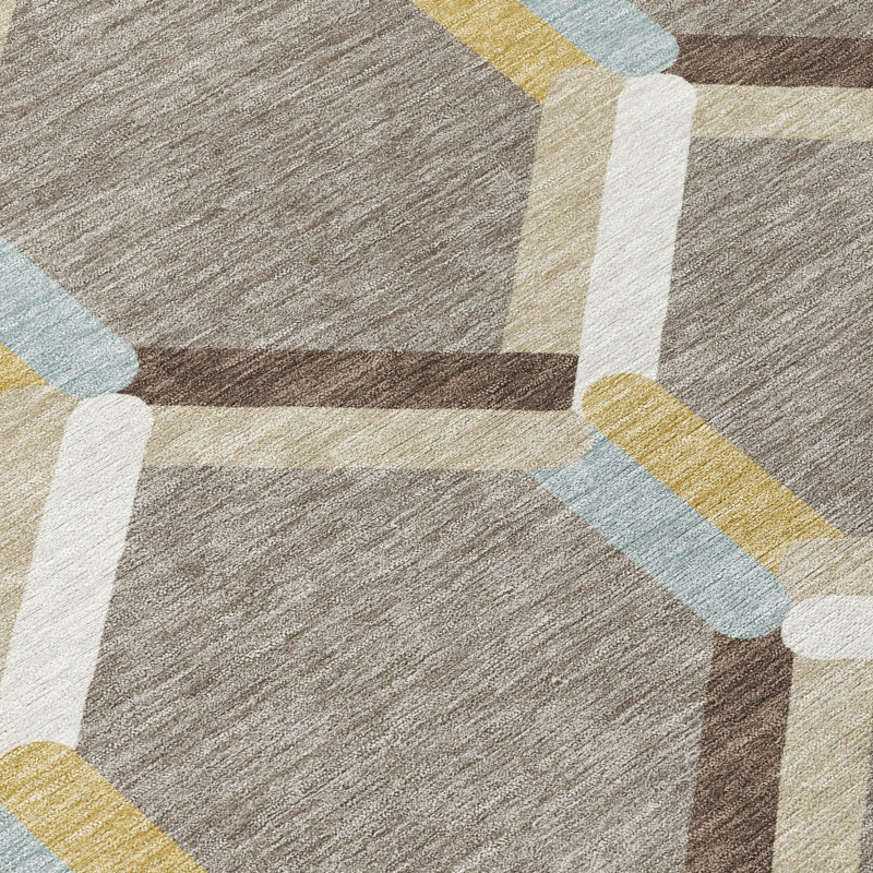 Machine Washable Indoor/Outdoor Bourkelands ACN2343 Lattice Rug, Rectangle 5' x 7'6"
