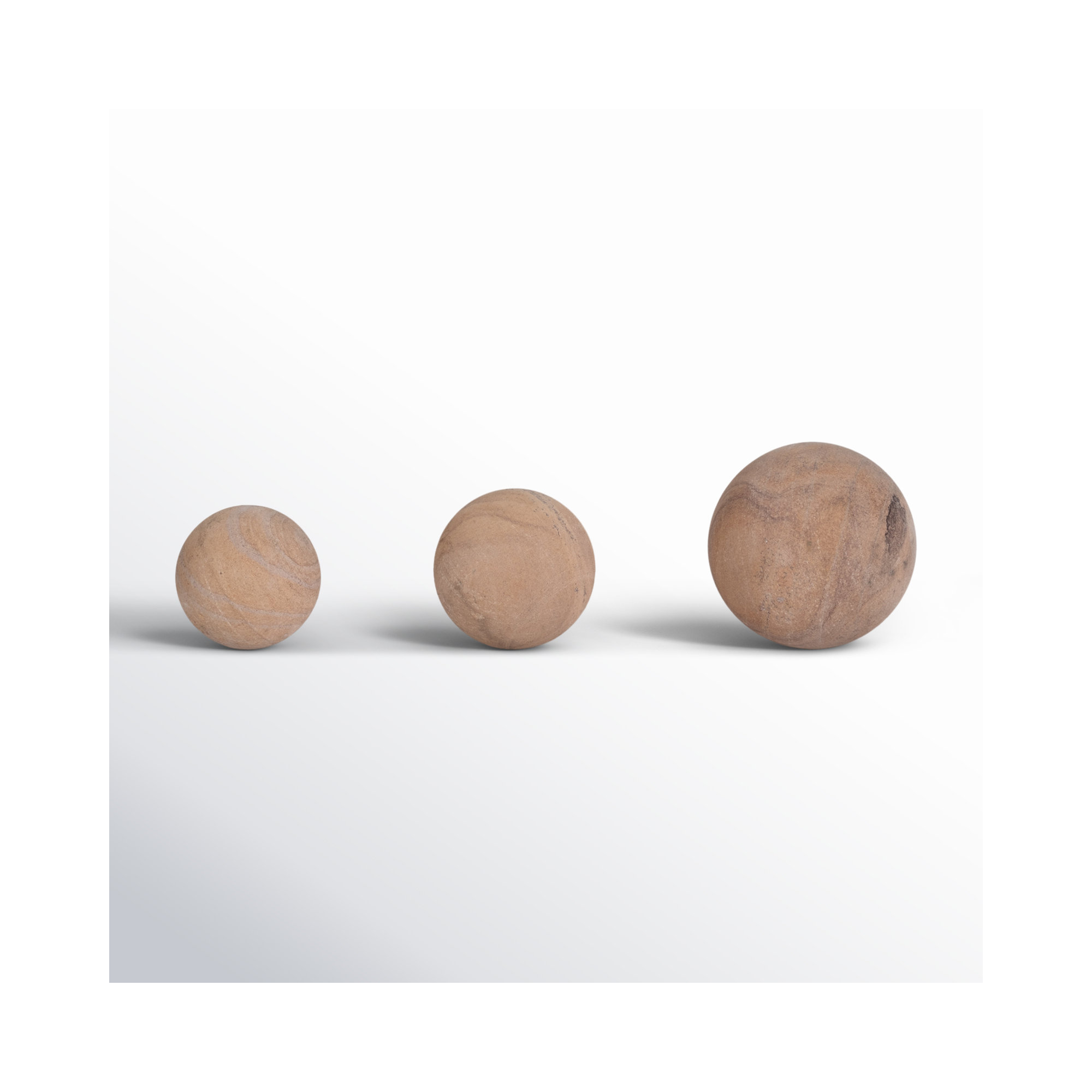 3 and 5" Maverick Sandstone Spheres, Natural, Set of 3 - 5" x 5" x 5"