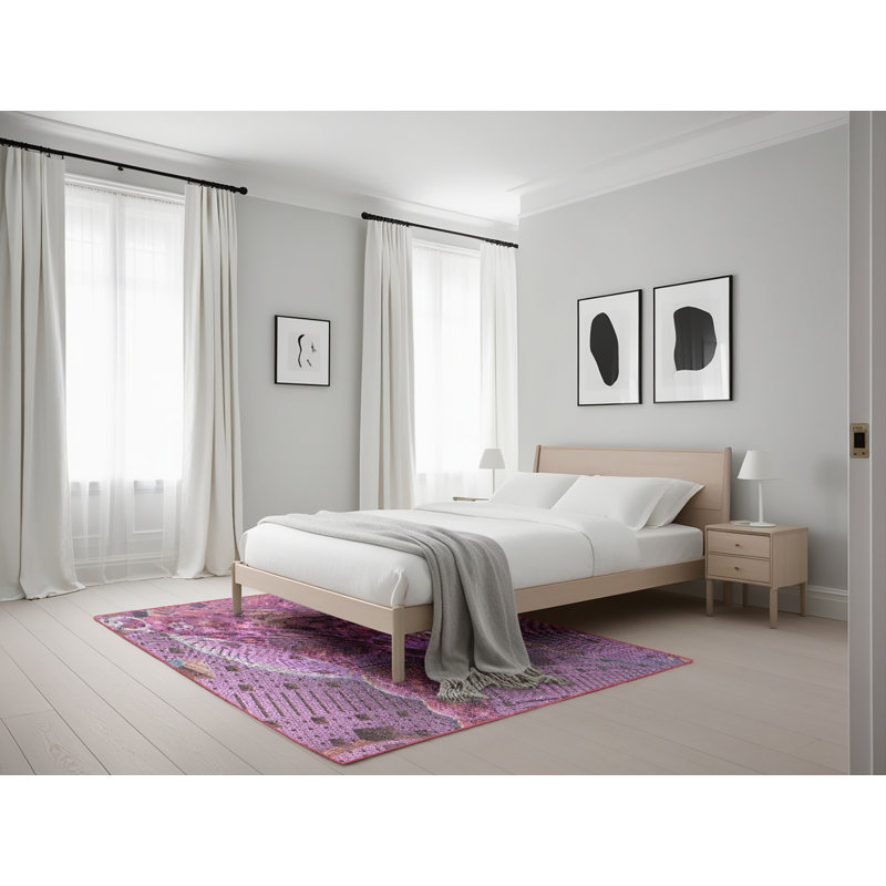 Tapis mauve à métier motorisée, Rectangle 5 pi x 7 pi