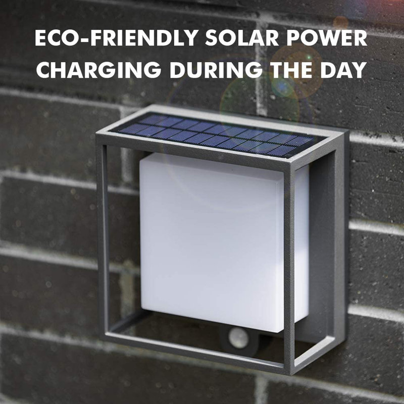 Modern Black Aluminum Solar LED Outdoor Wall Lantern