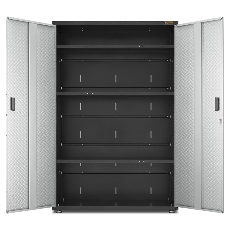 Single Storage Cabinet, Silver Tread/Black