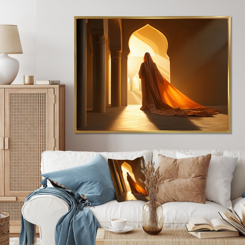 Art de l'Islam, la lumière I, H 24 po x l 32 po x P 1 po, Cadre flottant doré