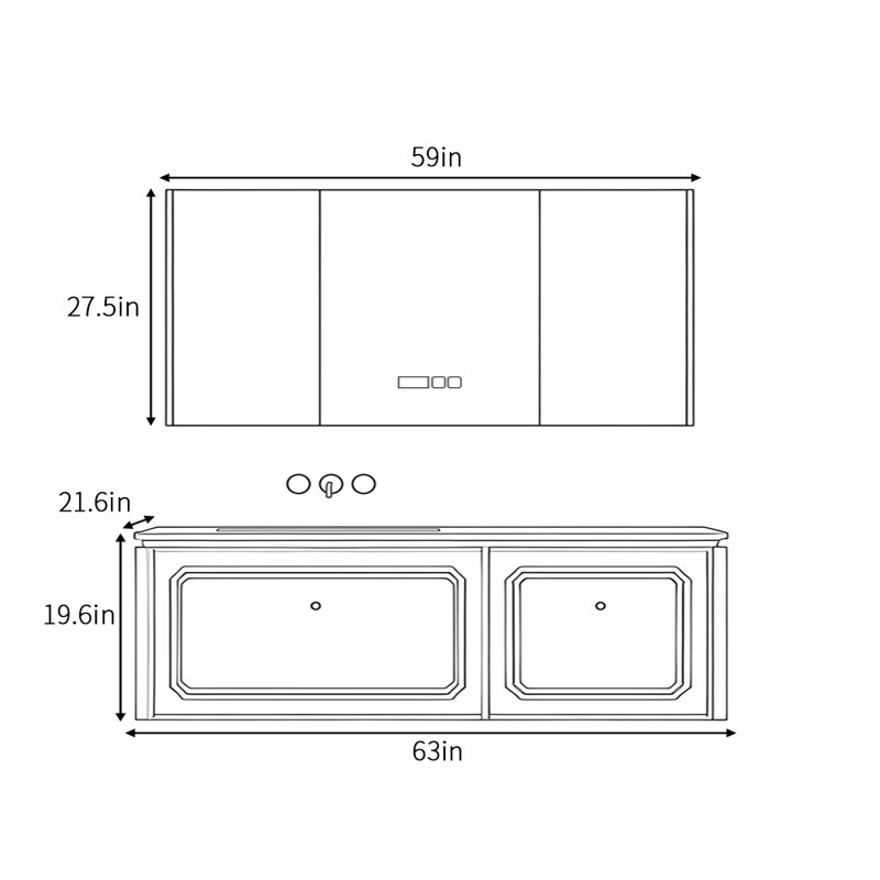 Amundson, H 19,6 po x l 63 po x P 21,6 po