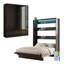 Grand lit escamotable mural avec tablette de rangement intégrée et lumières DEL, peu encombrant, noir-2143232104-2143232105