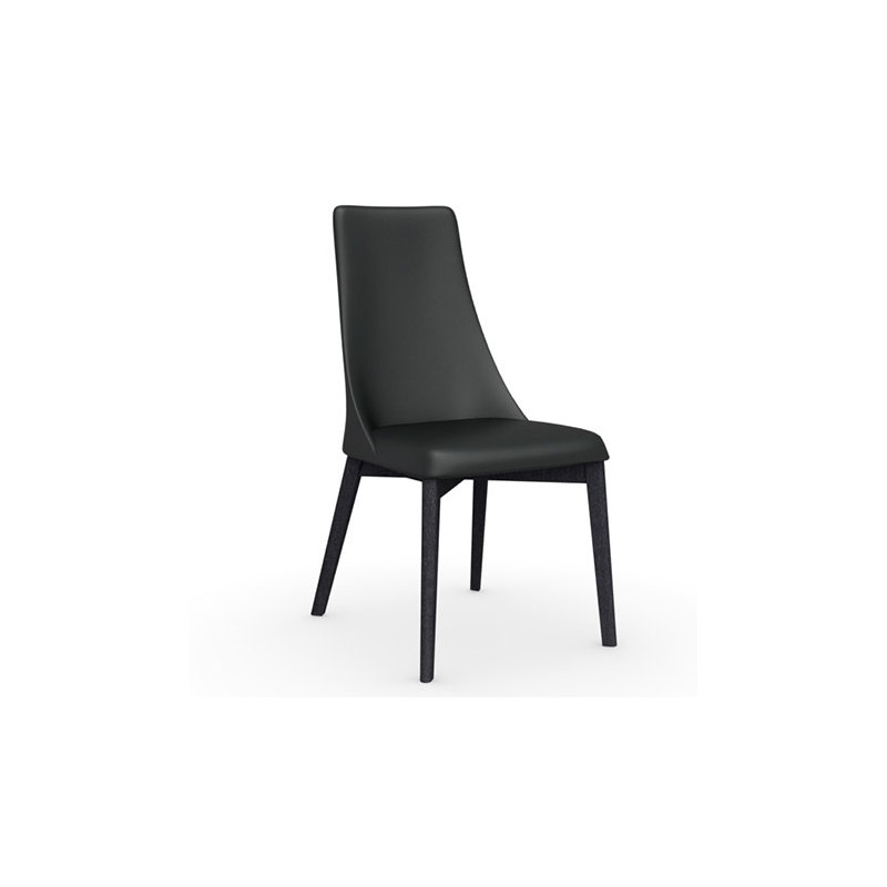 Etoile Upholstered Dining Chair with Wooden Legs, Taupe, Graphite