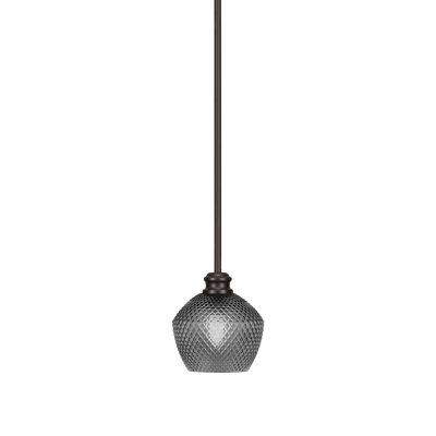 Edge Stem Hung Mini Pendant With 6" Smoke Textured Glass