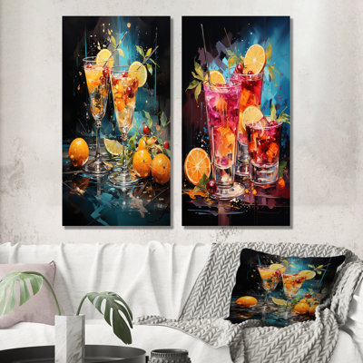 Artful Mixology Cocktail Melody - Cocktails Canvas Art Print Set Of 2