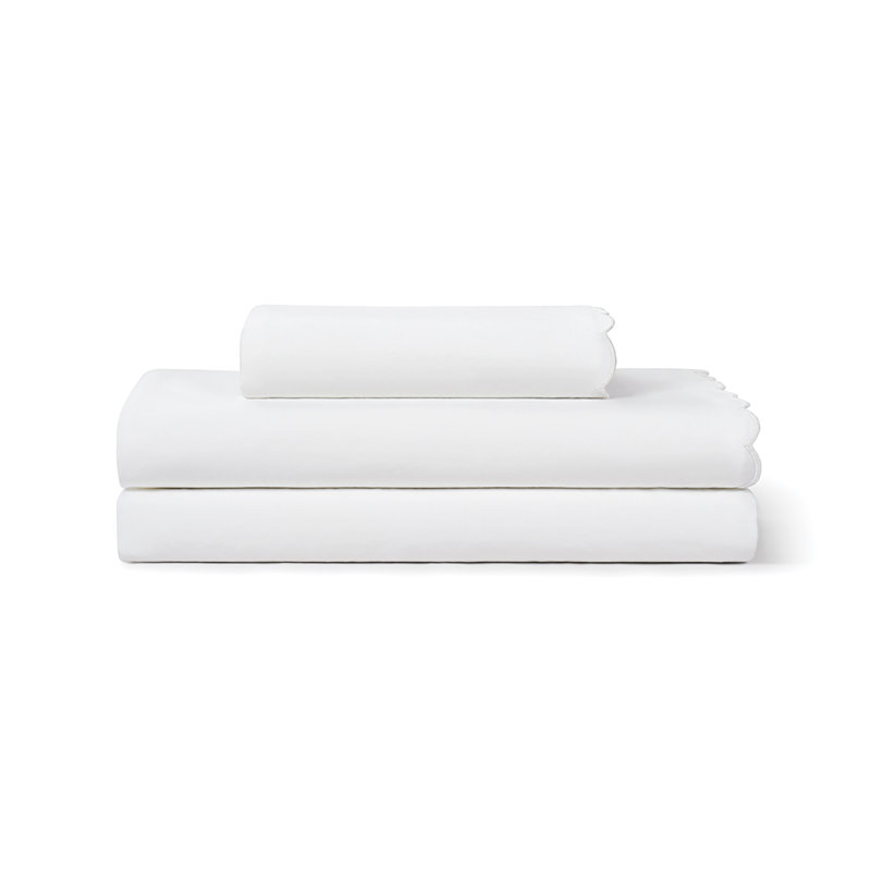 Peri Home Scallop Twin Sheet Set White, Taie d'oreiller pour lit simple