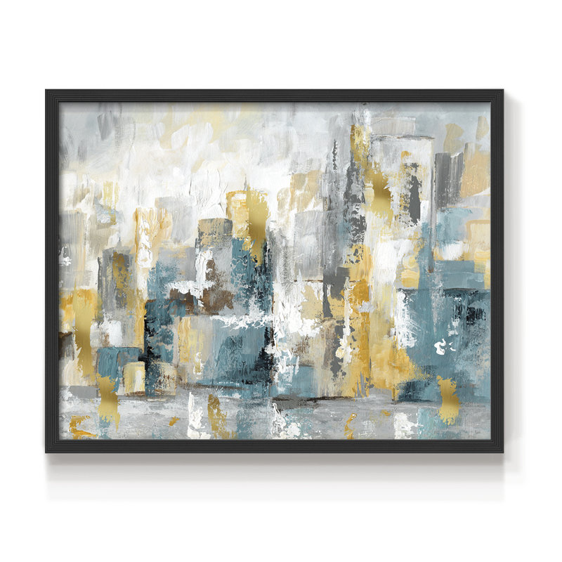 City Views I -Framed Print - Restickable, 11" H x 14" W, Black