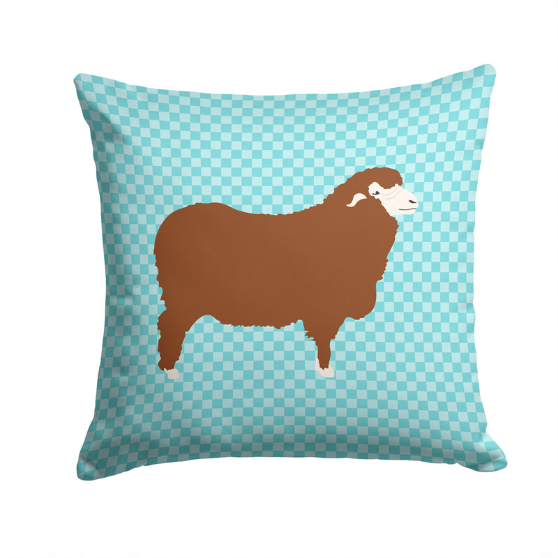 Coussin décoratif d’extérieur en tissu carré à damier ovin, 14 po x 14 po, Bleu