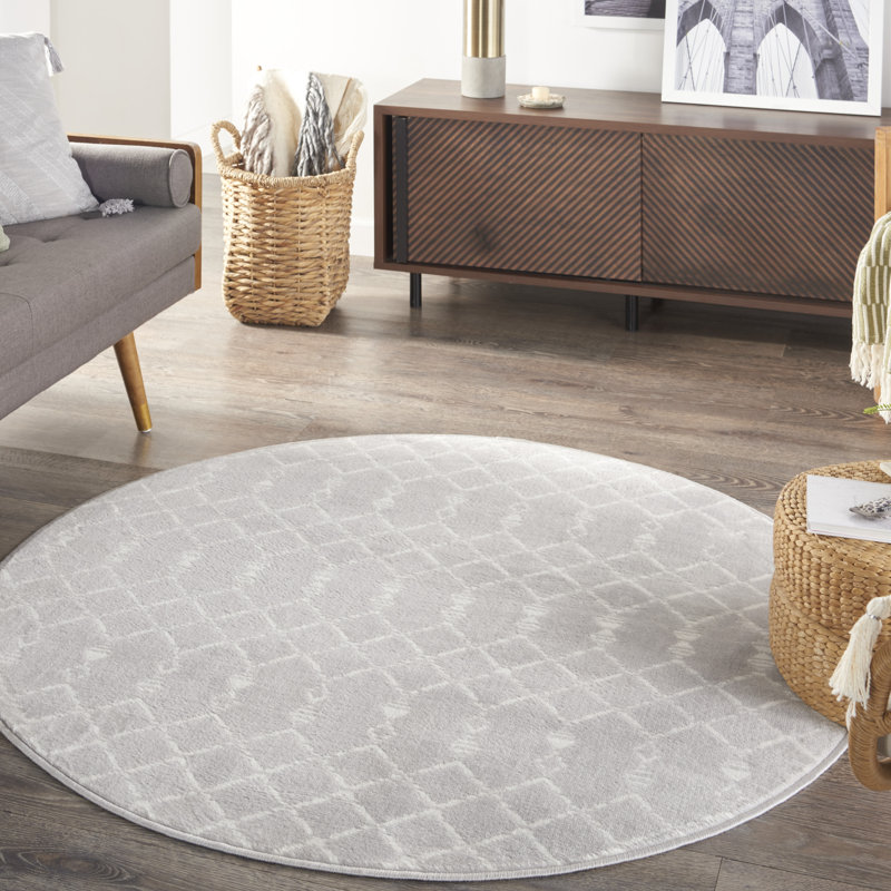 Tapis gris / ivoire Casimier, Rond 5 pi