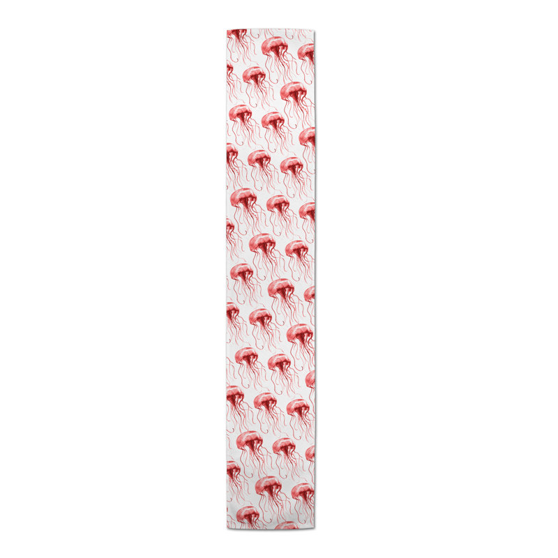 Chemin de table baleines Mckinley, L 90 po x l 16 po, Rouge, Imprimé animalier 2