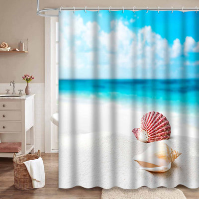 Rideau de douche Shell Beach Sand Paradise Sky Ocean Sea Seashell