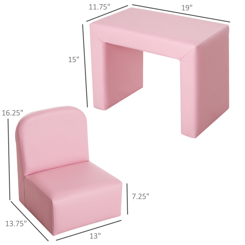 2-In-1 Kids Sofa Convertible Table & Chair Set For Playroom