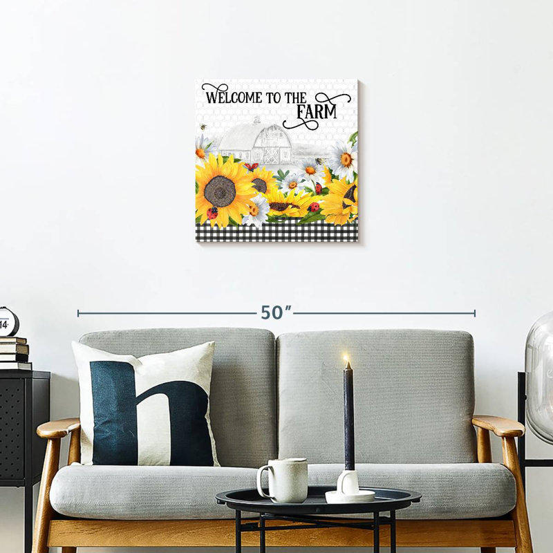 Tournesols et coccinelles Tergel, H 20 po x l 20 po
