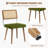 Natural Rattan Dining Chairs, Velvet Upholstered Kitchen Chairs with Tall Cane Backrest-1586786166