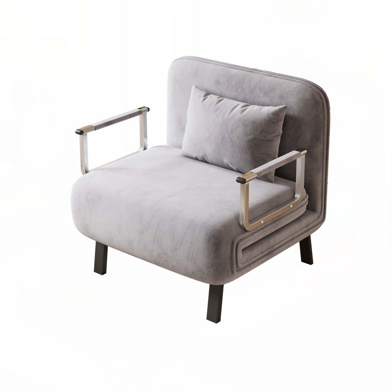 31.5? Convertible Chair Bed, Light Gray Velvet