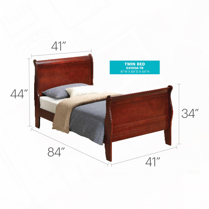 Wooden Panel Bed Frame, Full, Cherry